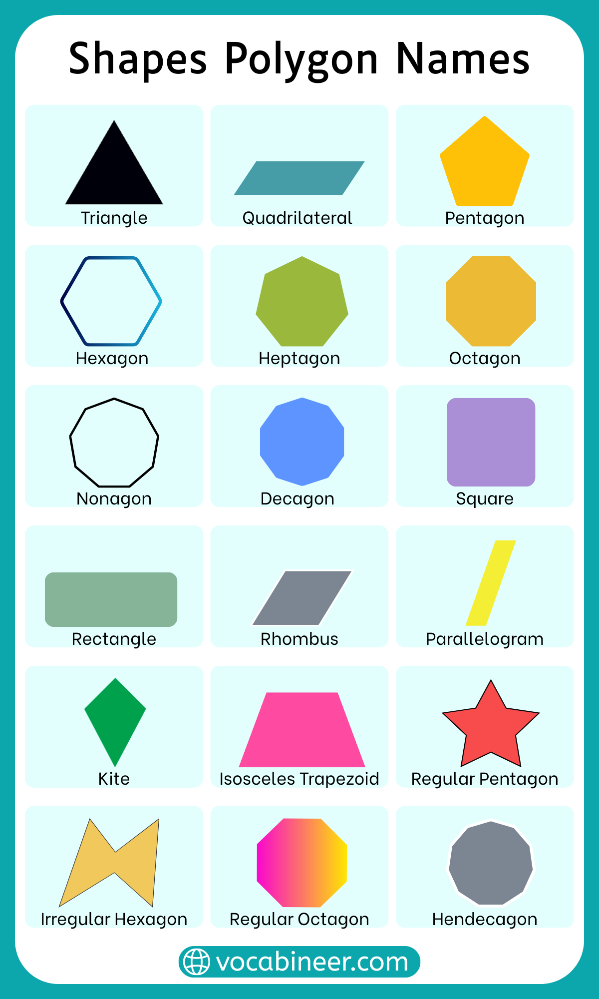 Polygon Shapes Names With Their Pictures For Kids Polygon Shapes Names With Their Pictures For Kids