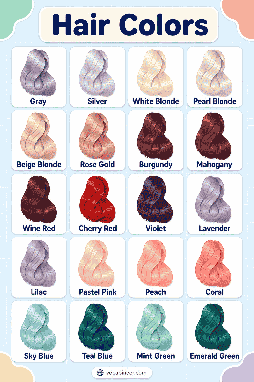 Types of Hair Colors with Names