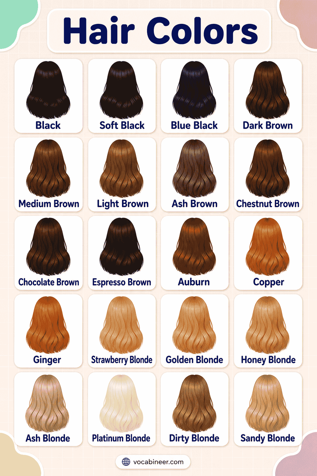 Types of Hair Colors with Pictures