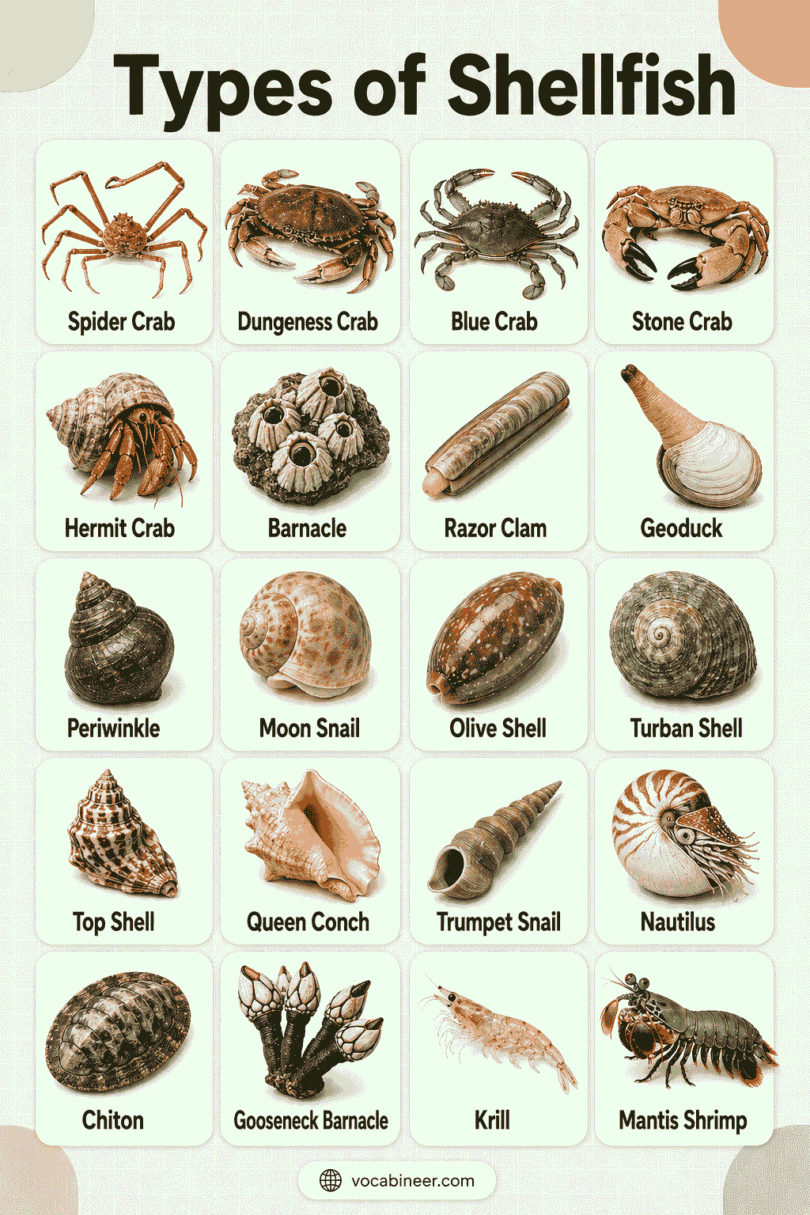 Types of Shellfish with Names and Pictures