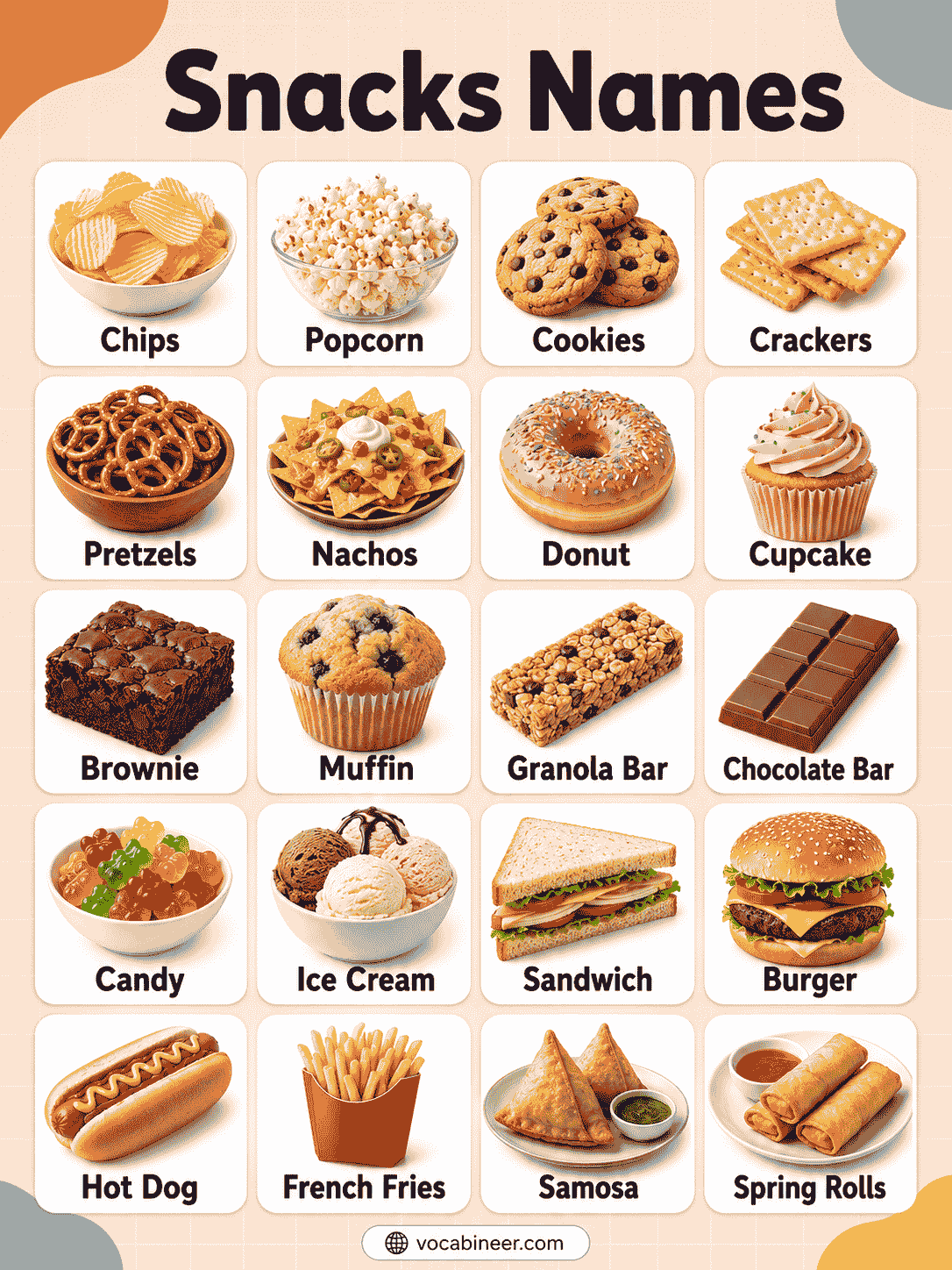 Types of Snacks Explained with Popular Names and Examples
