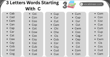 3 Letter Words That Begin with C for Children