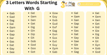 3 Letter Words That Start with G