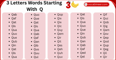 3 Letter Words That Start with Q in English