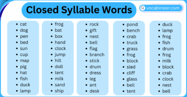 Closed Syllable Words with Examples in English