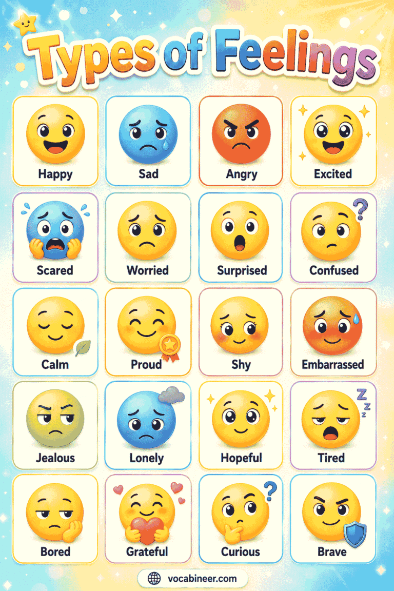 Types of Feelings and Emotions in English with Pictures