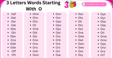 List of 3 Letter O Words with Example Sentences