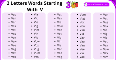 List of 3 Letter Words That Start with V in English