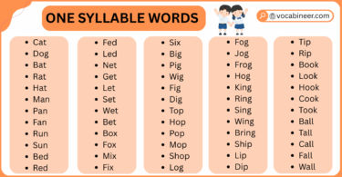 List of One Syllable Words in English
