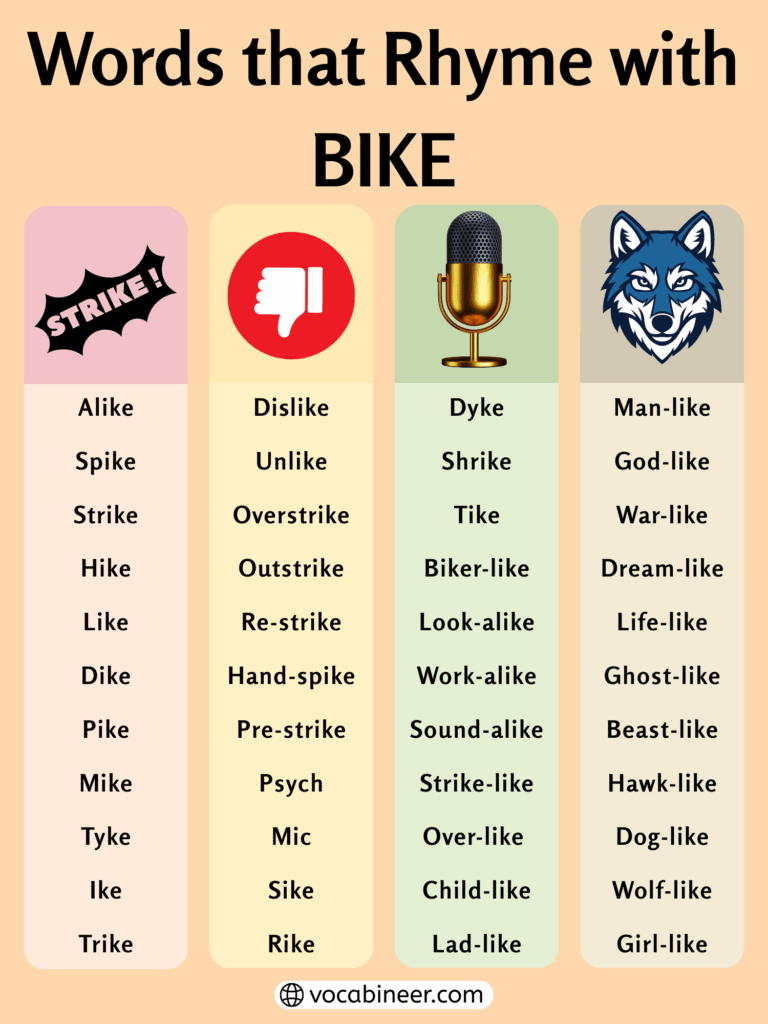 Creative Words That Rhyme with Bike in English