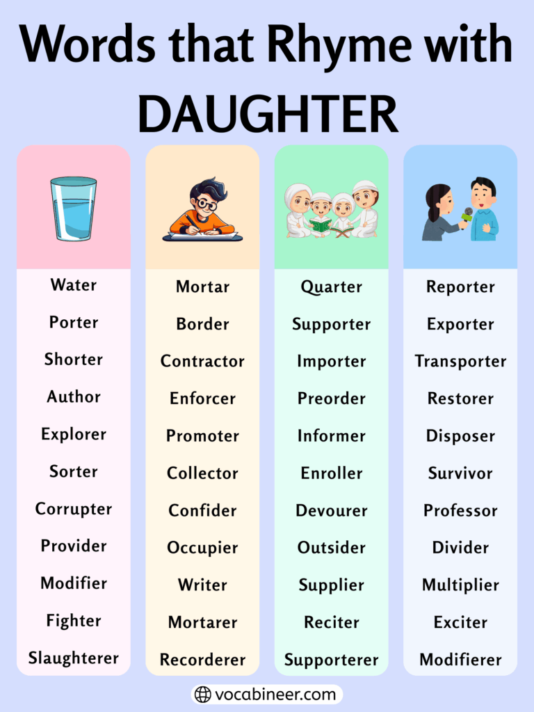 567 Lovely Words That Rhyme with Daughter for Poems
