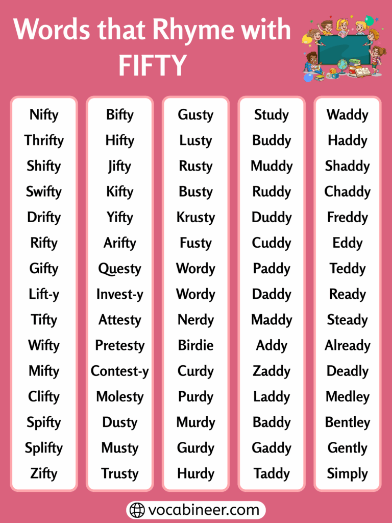 222 Interesting Words That Rhyme with Fifty – Complete Set