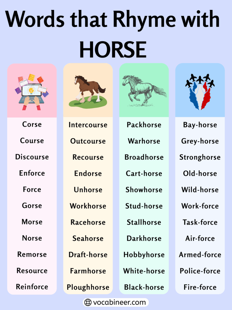 Graceful Words That Rhyme with Horse: 727 Poetic Rhymes