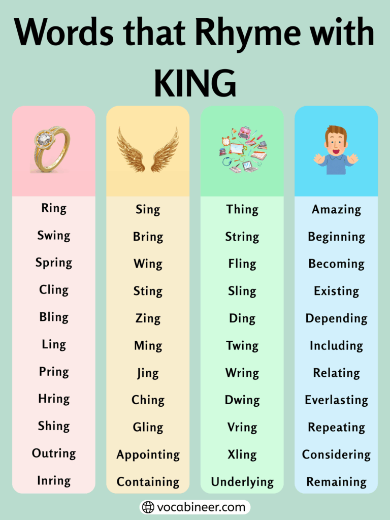 733 Inspiring Words That Rhyme with King for Poems