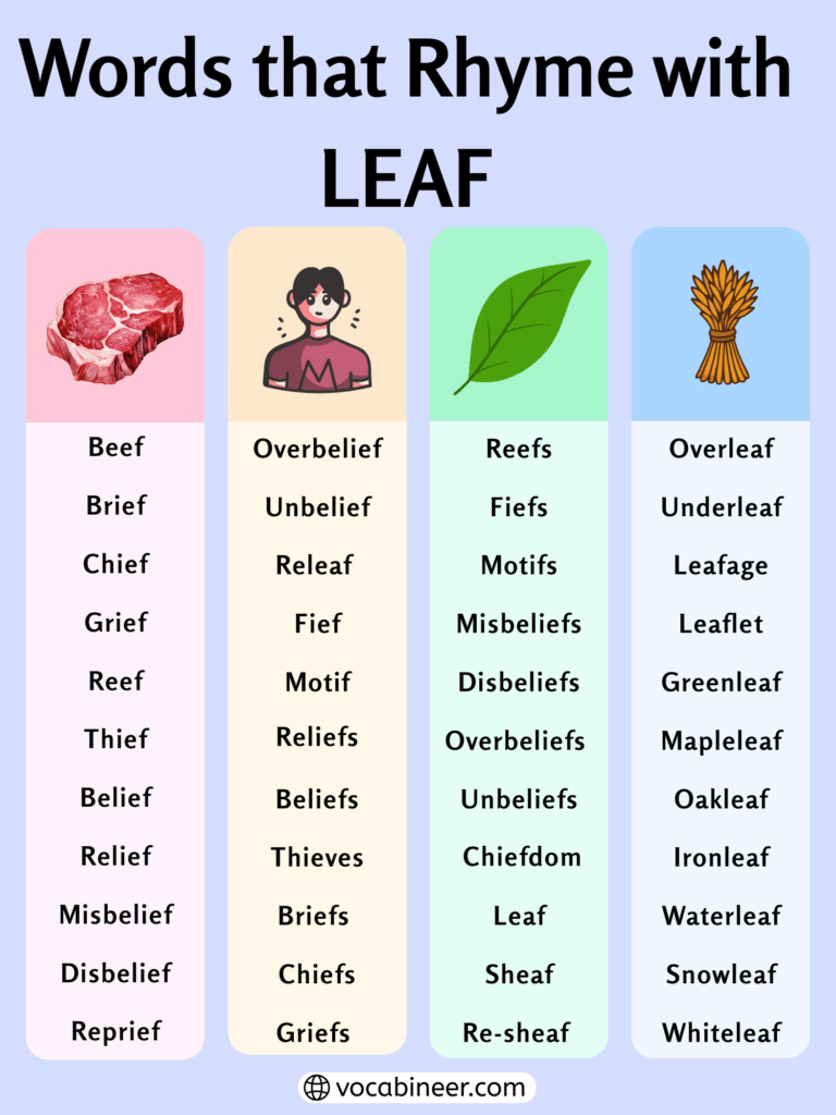 782 Lovely Words That Rhyme with Leaf for Poems