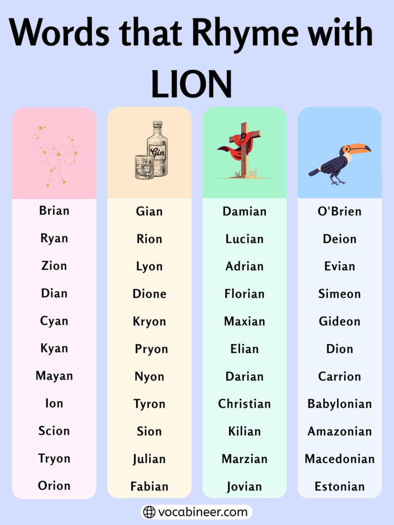 722 Powerful Words That Rhyme with Lion for Kids