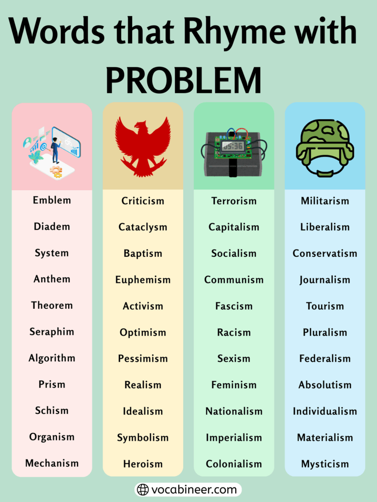 616 Creative Words That Rhyme with Problem in English