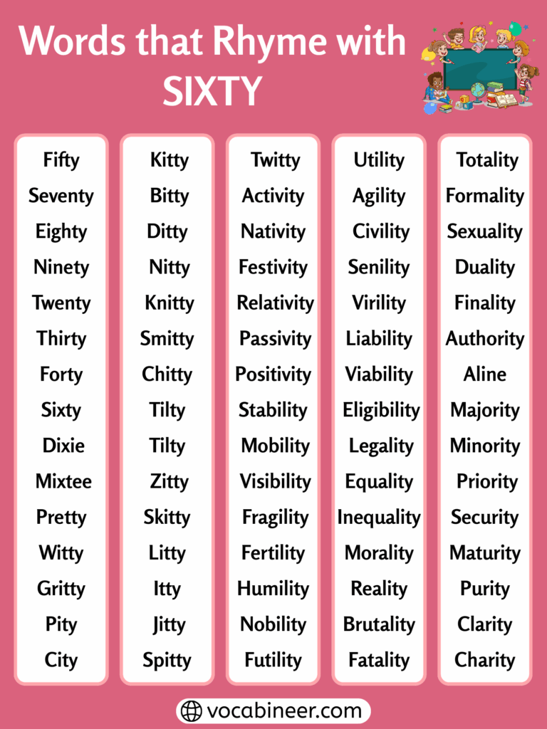 Inspiring Words That Rhyme with Sixty – 300 English Words