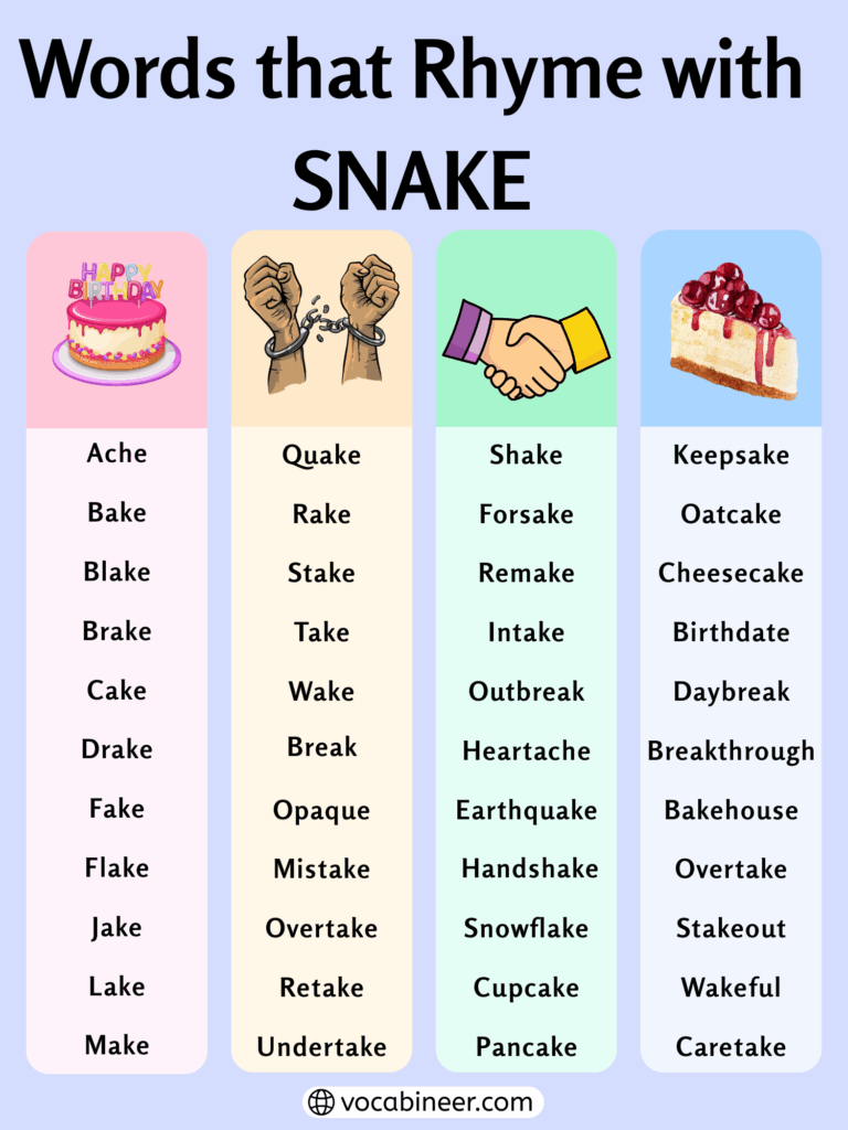 Unique Words That Rhyme with Snake in English