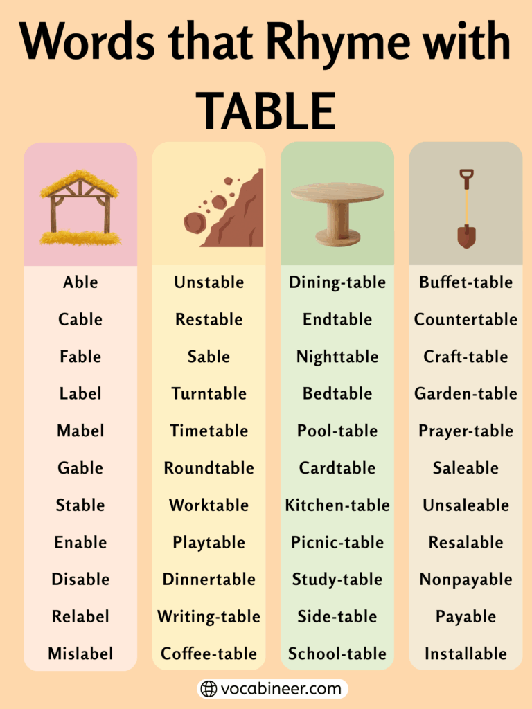 Easy Rhymes for Table: 868 Expressive Words and Phrases