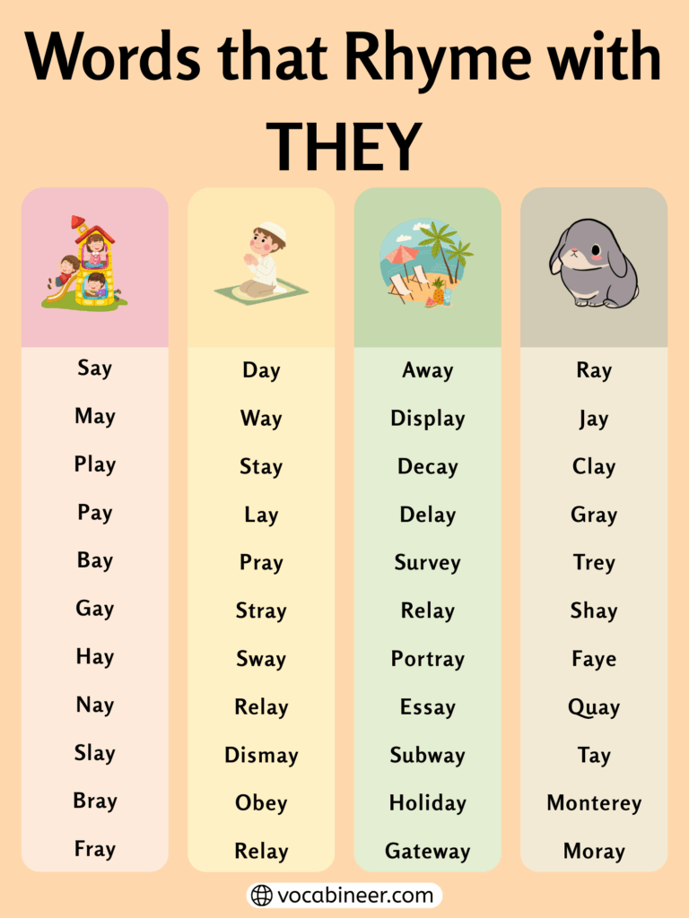 772 Meaningful Rhymes with They for Kindergarten