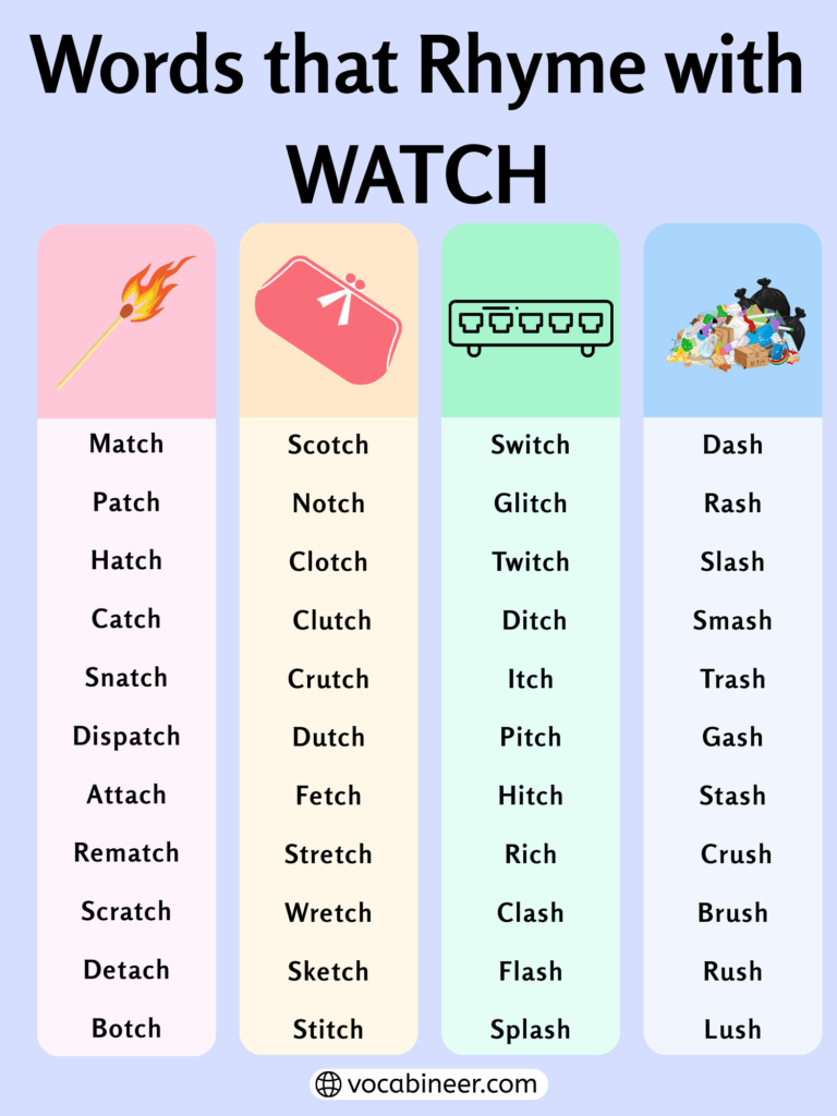 739 Creative Words That Rhyme with Watch in English