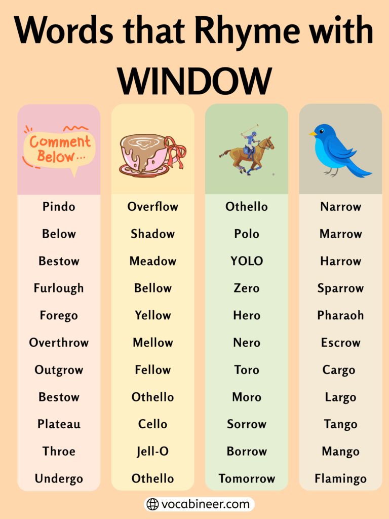 924 Creative Words That Rhyme with Window in English