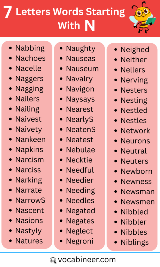 120 Simple 7 Letter Words Starting with N in English