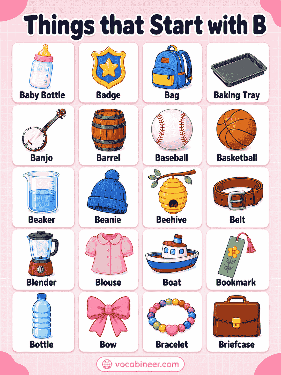 250 Things Starting with Letter B: Complete English Word List