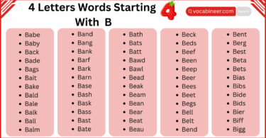 4 Letter Words Starting with B in English