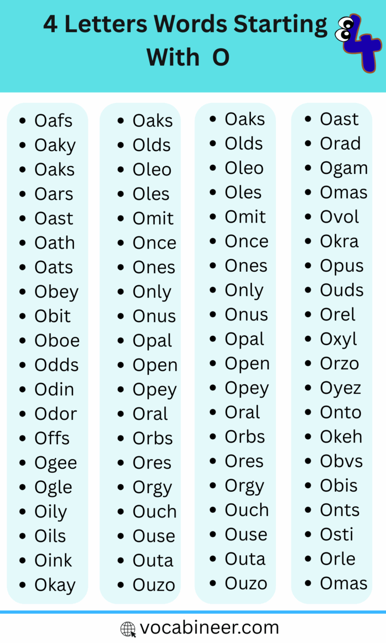 4 Letter Words That Start with O | List of 220 O Words in English