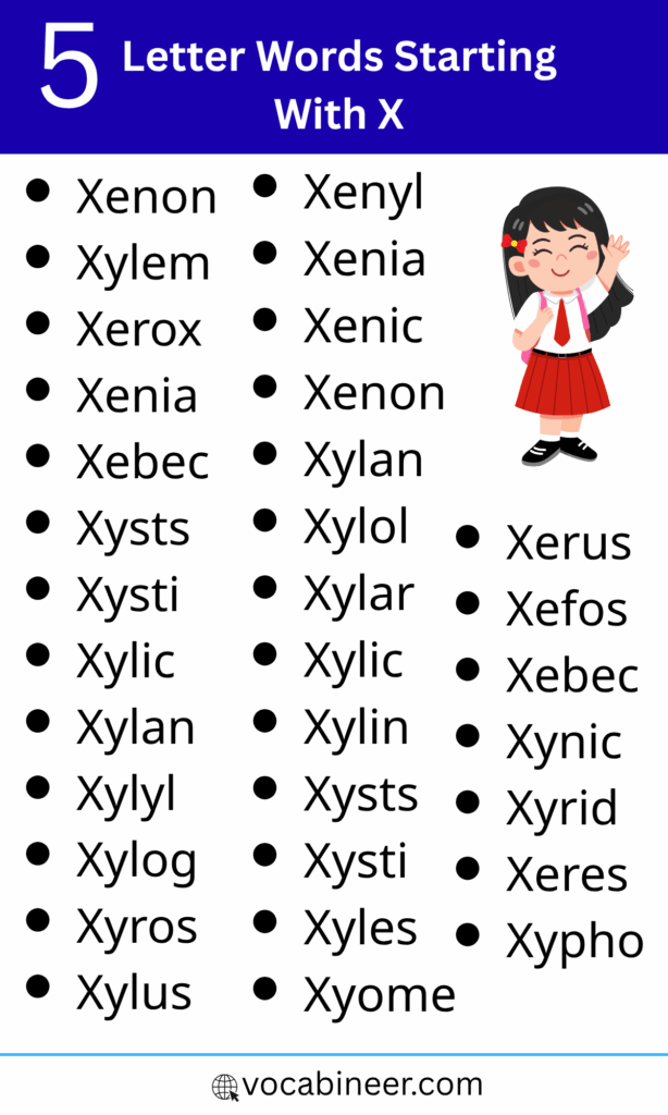 5 Letters X Words | 100+ Interesting Words List in English