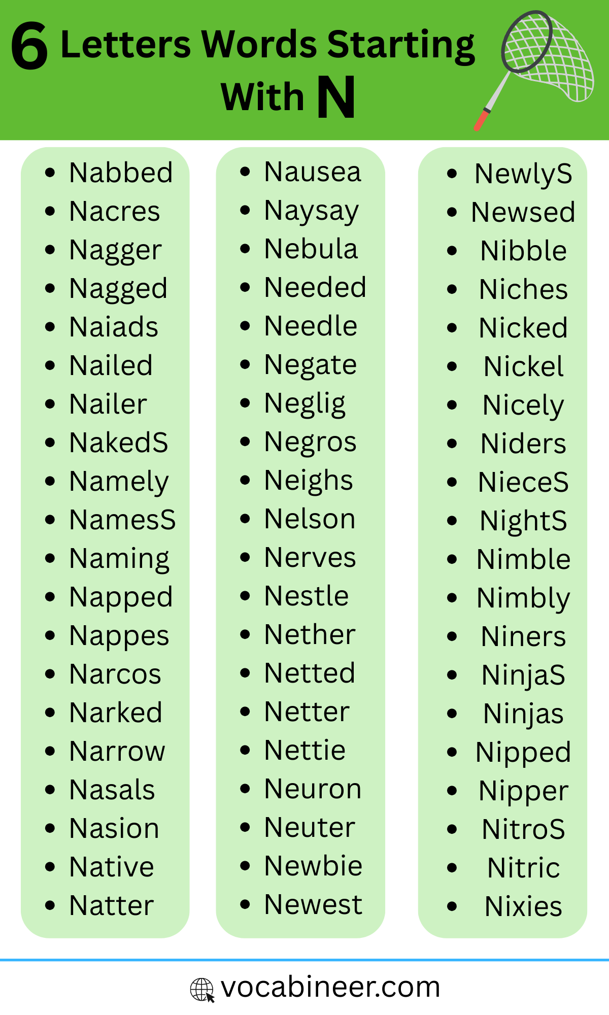 6 Letter Words Starting with N | 140+ Common N Words in English