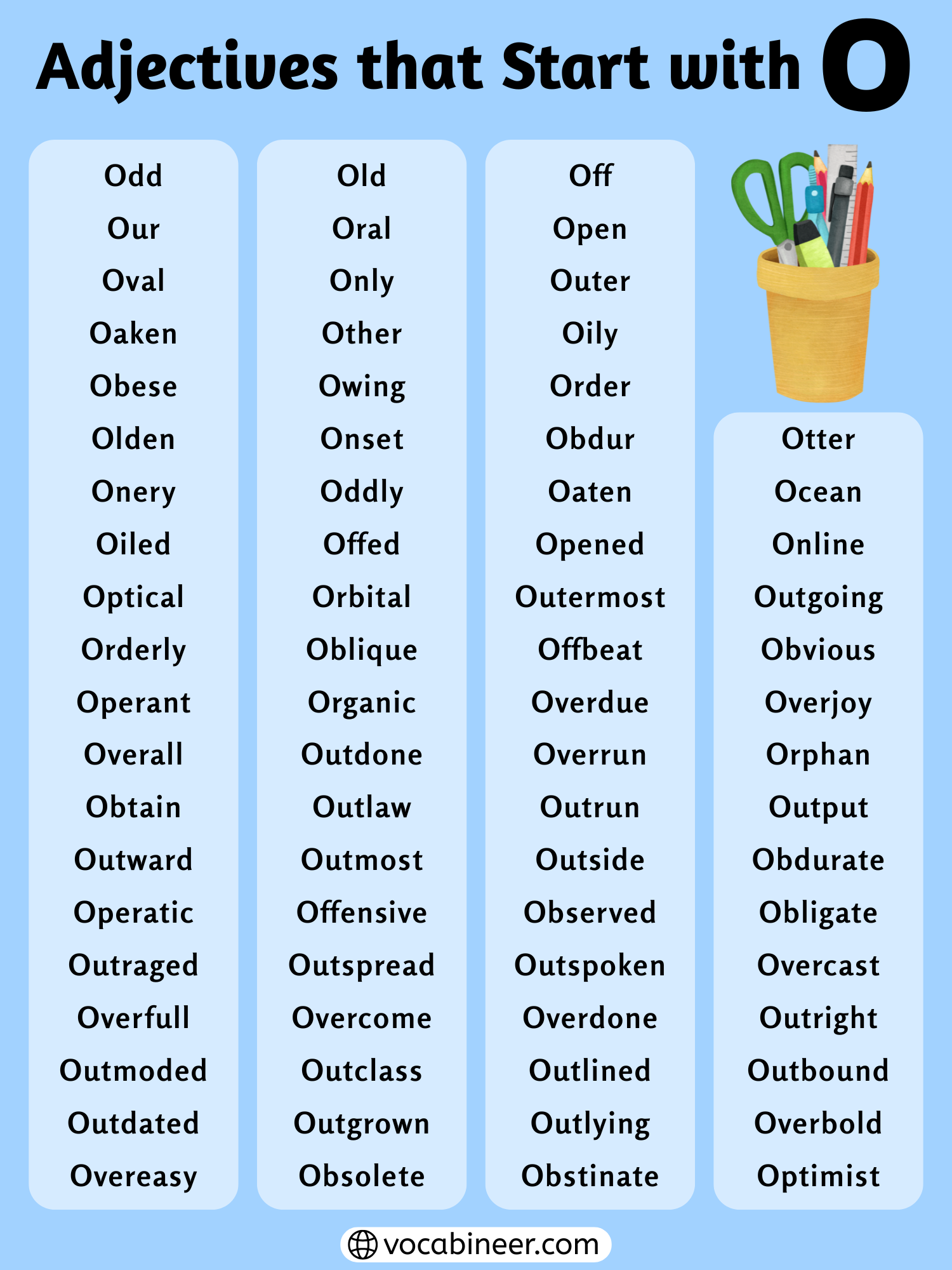Adjectives That Begin With O: Full Word List in English