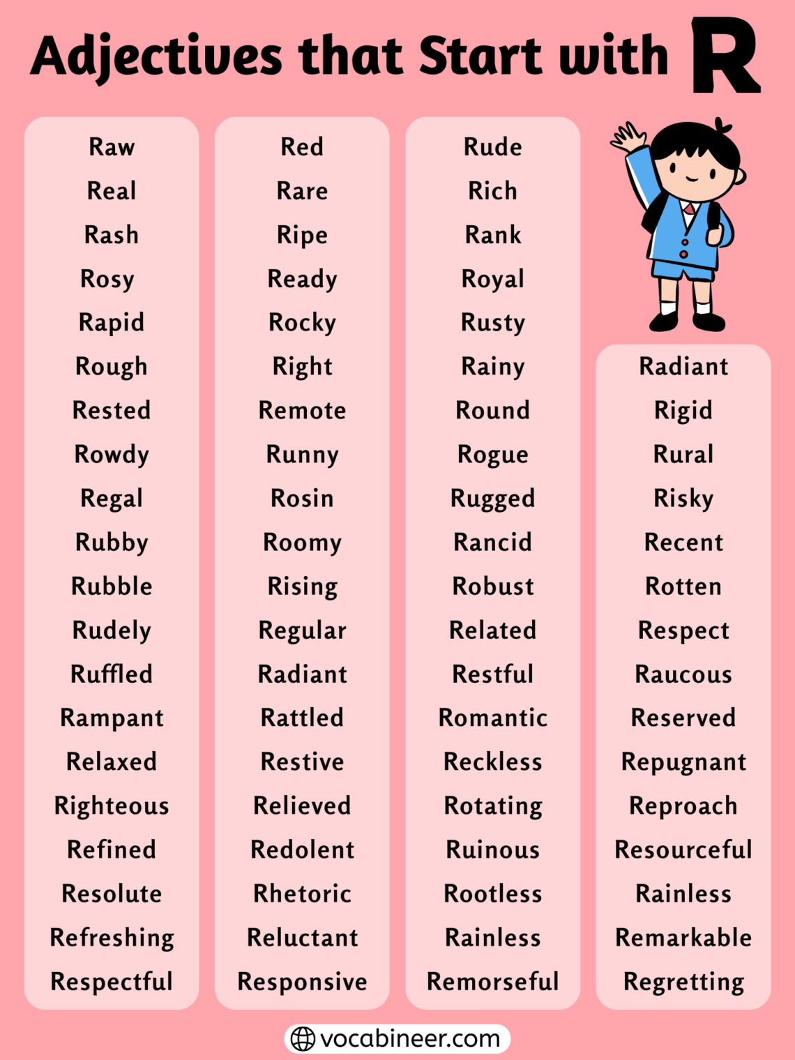 Positive Attributes Starting With R 150+ Adjectives That Start With R in English With Meanings