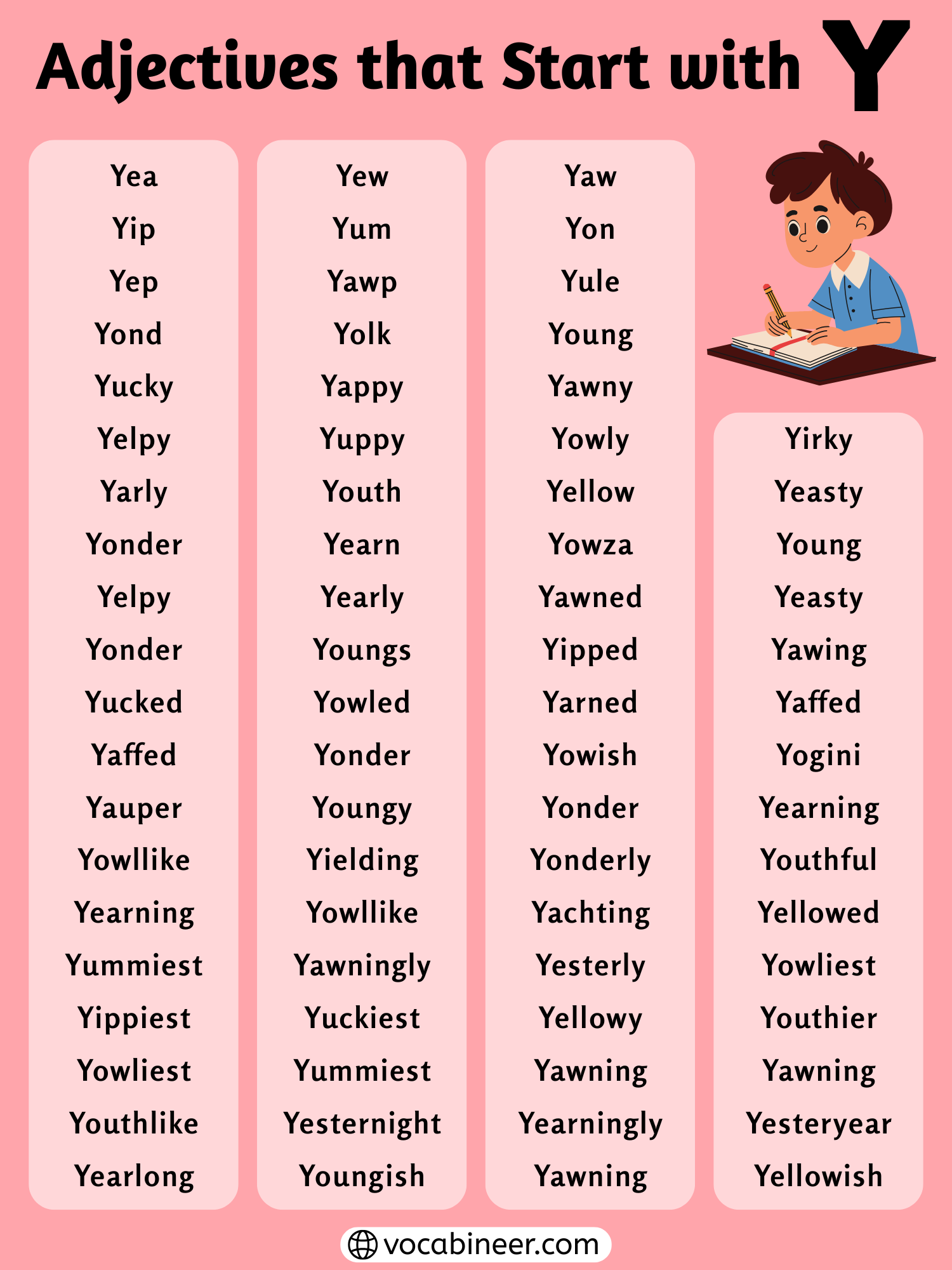Adjectives That Start With Y: Complete List With Meanings
