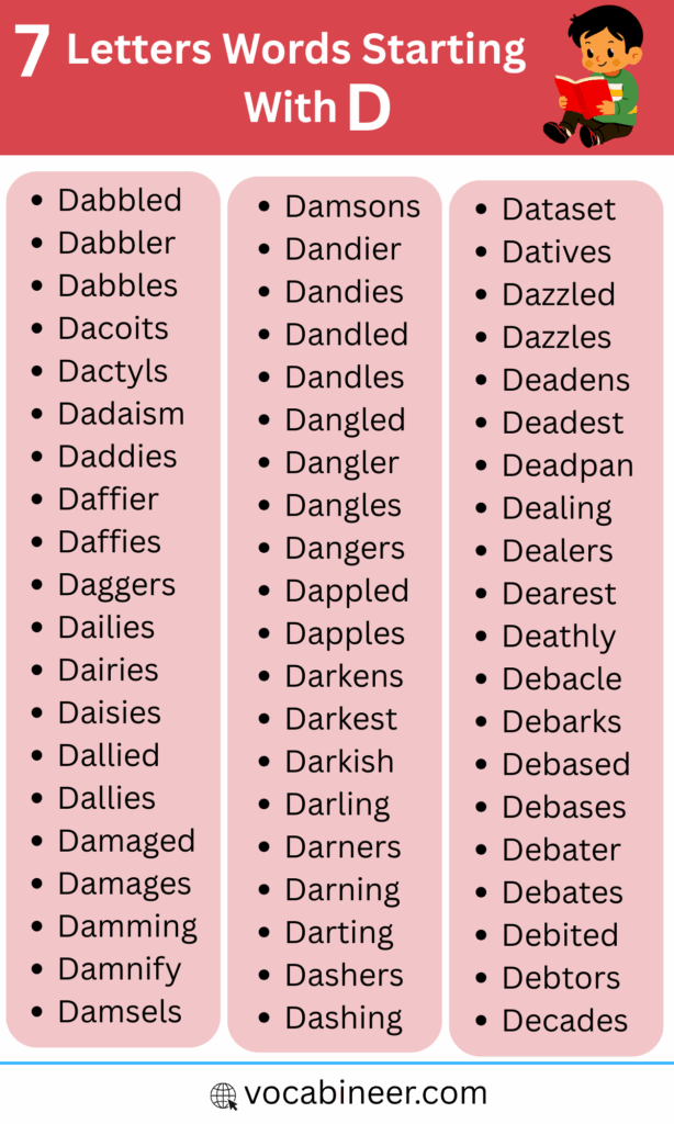 Common 7 Letter Words Starting with D with Practice Sentences