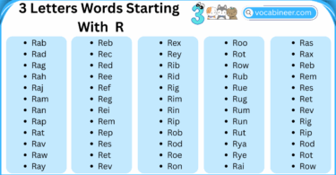 Learn 3 Letter Words Starting with R