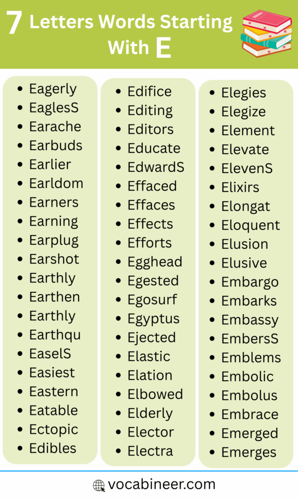 List of 100+ Seven Letter Words That Start with E in English