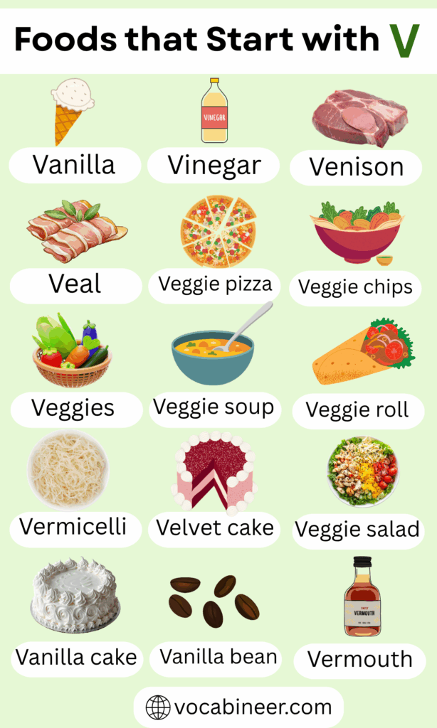 List of Foods That Start with V in English with their Pictures