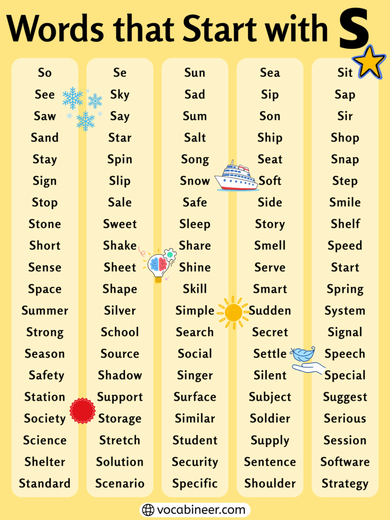 Words That Start with S | List of 320 Common English Words