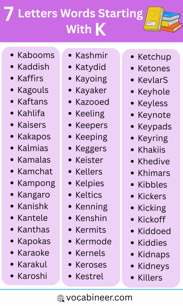 Simple 7 Letter Words that Start with K | Fun Word List for Students