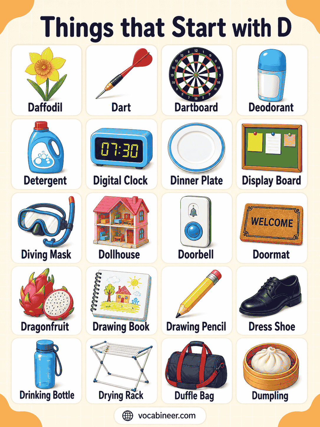 Things Beginning with Letter D Chart
