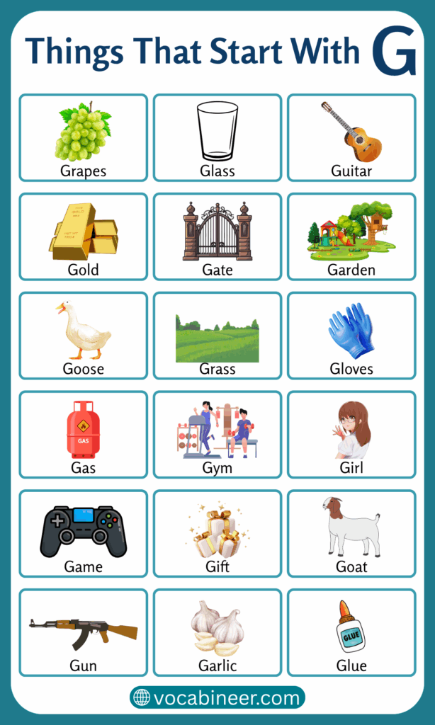 211 Everyday Things That Start with G in English