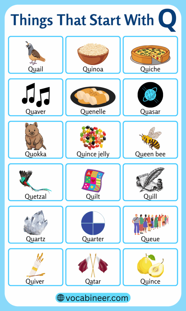 155 Things That Start with Q in English