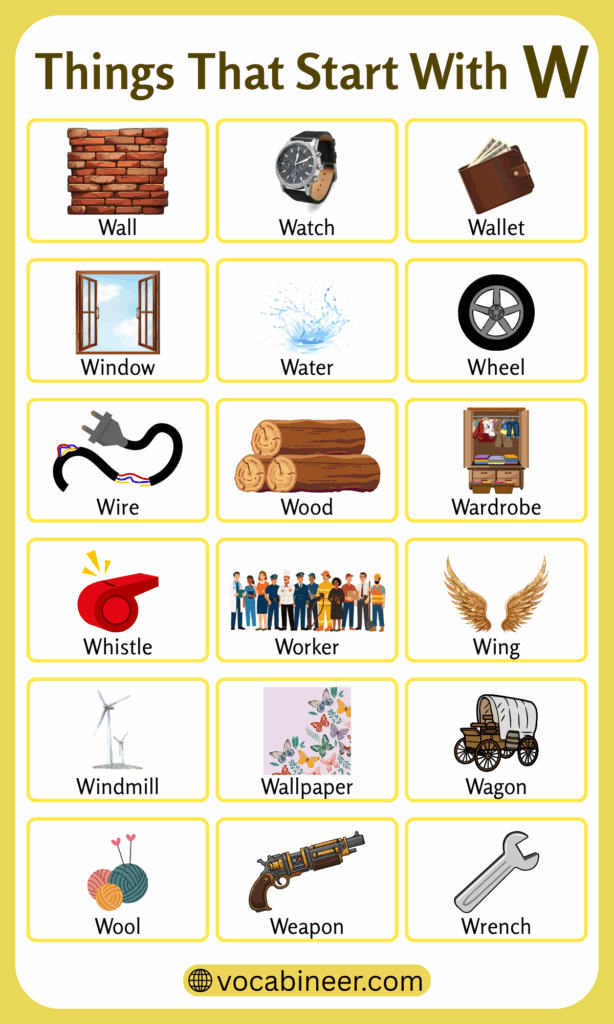 Things That Start with W | 100 Useful W Words in English