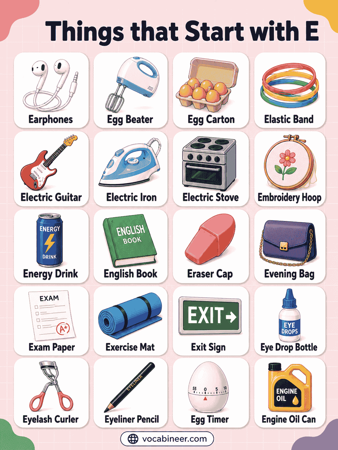 Things That Start with E: Easy Examples with Pictures