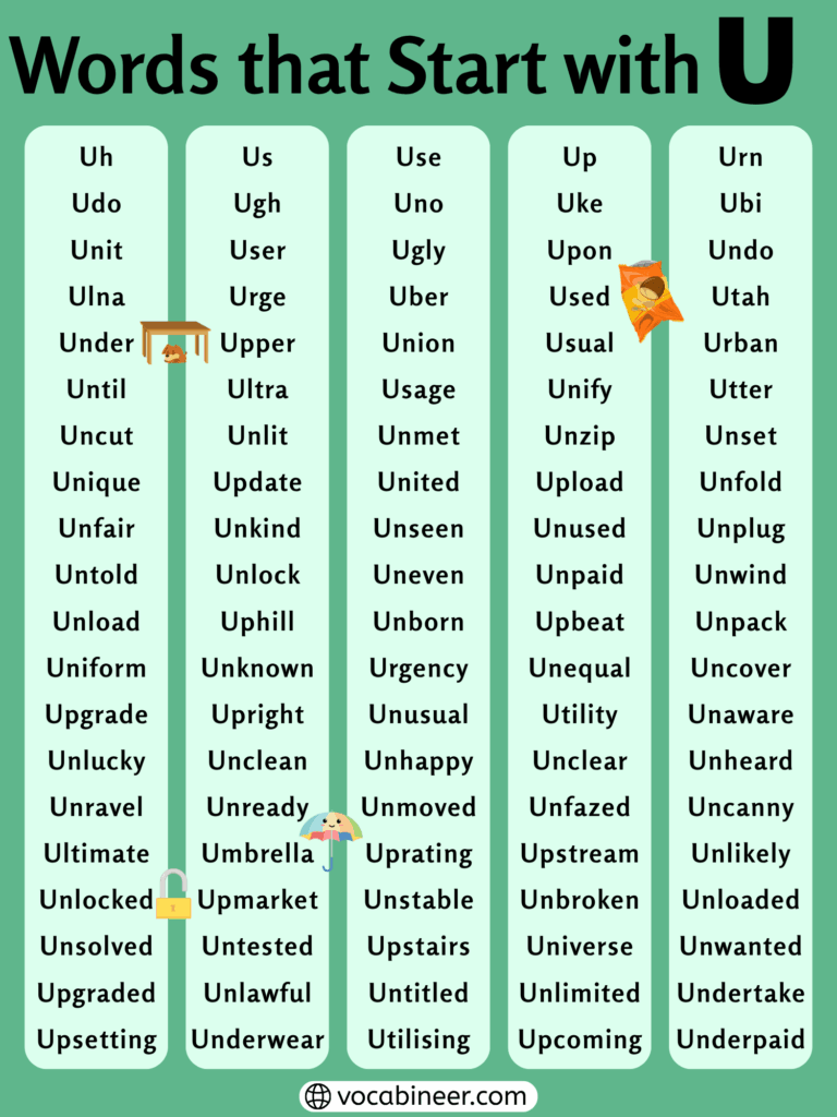 330 Words That Start with Letter U in English