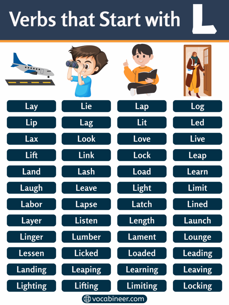 Verbs that start with L with meanings, examples, and a full list