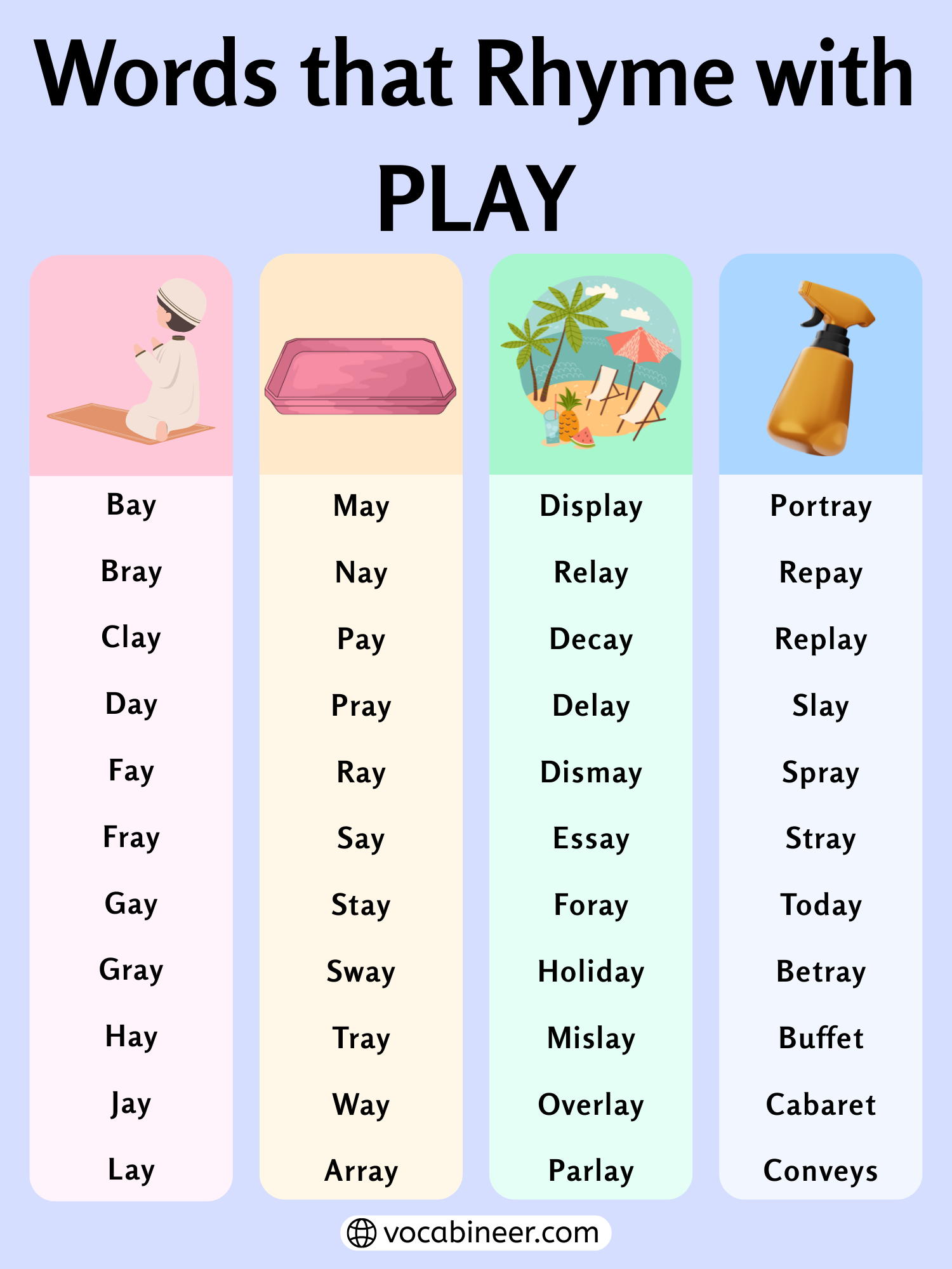 Joyful Words That Rhyme with Play for Poems